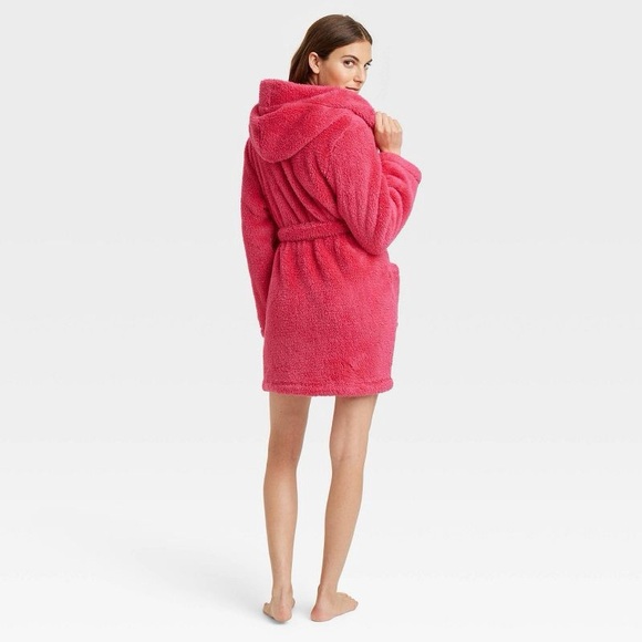 Colsie by Target Women's 2pc Hoodie Robe and Headband Set - Hot Pink NEW - Picture 2 of 8